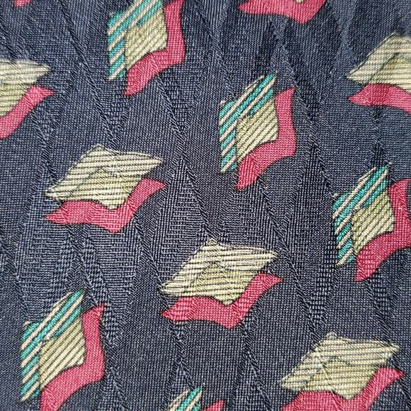 Wall Street Custom Clothiers Seattle Men's Blue Burgundy Gray Silk Tie - Picture 2 of 4